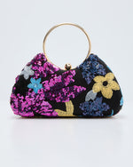 Black Multi % Gypsy Petal Sequin Embellished O Ring Bag-2