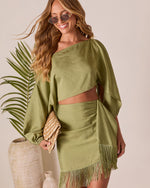 Caelia Wrap Fringe Mini Skirt