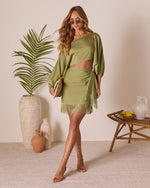 Caelia Wrap Fringe Mini Skirt