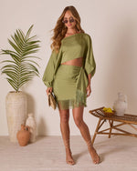 Caelia Wrap Fringe Mini Skirt