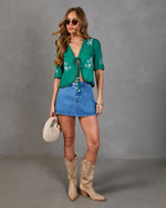 Sunset Ranch Embroidered Front Tie Flyaway Top