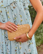 Emersen Floral Embroidered Straw Clutch
