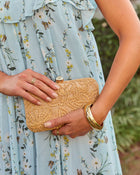 Emersen Floral Embroidered Straw Clutch