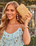 Emersen Floral Embroidered Straw Clutch