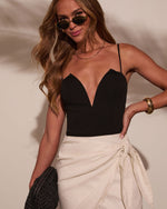 Black % Amorette Split Neck Bodysuit-5