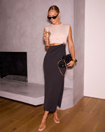 Taupe/Black % Garcella Cut Out Maxi Dress-6