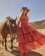 Novara Strapless Tiered Tulle Maxi Dress