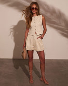 Sailen Belted Pinstripe Shorts