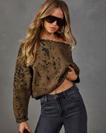 Nylah Abstract Off the Shoulder Sweatshirt