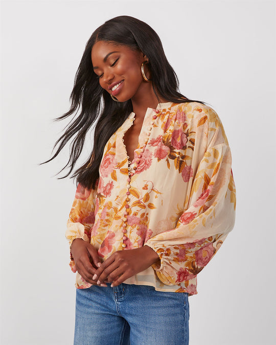 Aries Floral Button Up Blouse