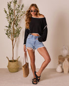 Black % Lorian Contrast Seams Sweater-1