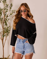 Black % Lorian Contrast Seams Sweater-5