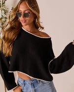 Black % Lorian Contrast Seams Sweater-6