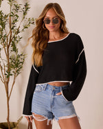 Black % Lorian Contrast Seams Sweater-2