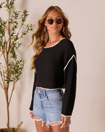 Black % Lorian Contrast Seams Sweater-3