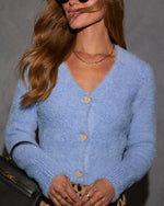 Blue % Be Still My Heart Fuzzy Knit Button Front Cardigan-11