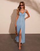 Enter Sunshine Chambray Maxi Dress
