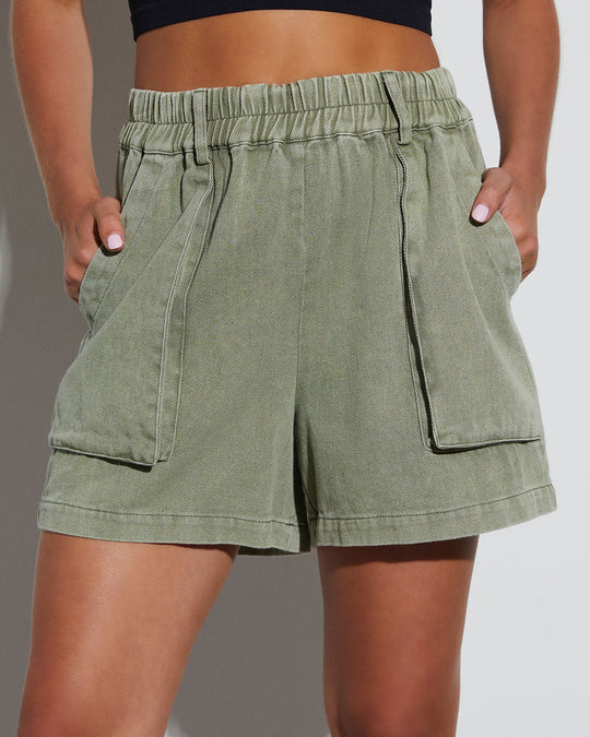 Green % Janessa High Rise Pocketed Shorts-1