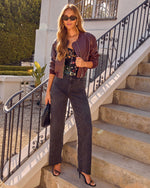 Burgundy % Swept Away Faux Leather Bomber Jacket-2