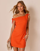 Orange % Elida Shoulder Tie Mini Dress-1