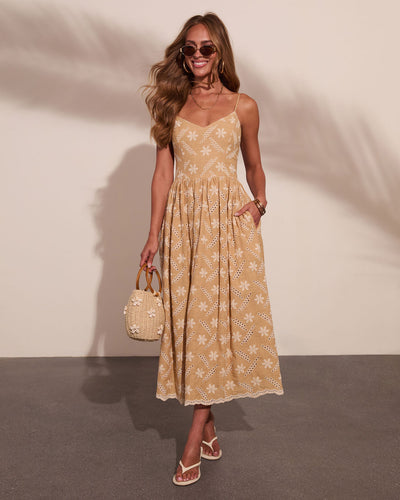 Soft Sands Floral Eyelet Fit and Flare Maxi Dress – VICI
