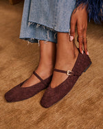 Cayli Woven Faux Suede Buckle Ballet Flats