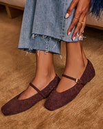 Cayli Woven Faux Suede Buckle Ballet Flats