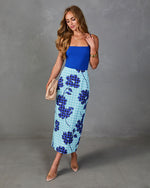 Checked Romance Floral Gingham Print Midi Skirt