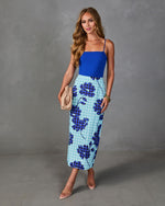 Checked Romance Floral Gingham Print Midi Skirt