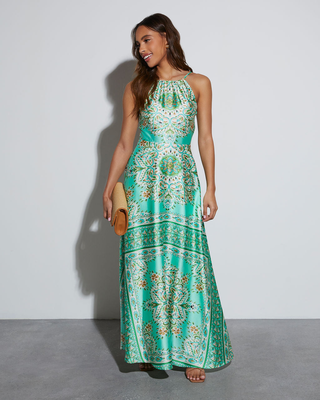 Gayle Satin Printed Maxi Dress – VICI