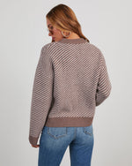 Taupe % Mallory Striped Crewneck Sweater-4