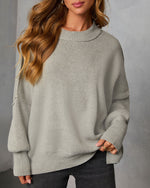 Heather Grey % Elouise Knit Oversized Pullover Sweater-5