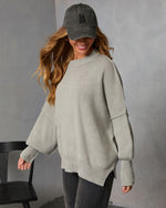 Heather Grey % Elouise Knit Oversized Pullover Sweater-3