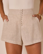 Cream % Salmah Front Button High Rise Shorts-5