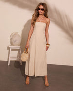 Quiet Coast Strapless Linen Blend Maxi Dress