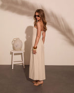Quiet Coast Strapless Linen Blend Maxi Dress