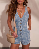 Rio Rose Denim Floral Romper