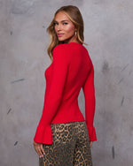 Tomato % Esen Ribbed Bell Sleeve Knit Sweater-16