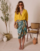 Yellow % House Of Sun Satin Button Up Top-1