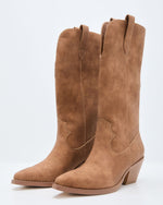 Tan % Saydie Faux Leather Western Boots-2