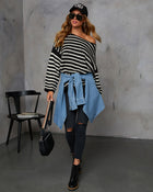 Black/Cream % Pippa Striped Knit Sweater-1