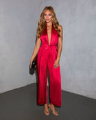 Red % Reeves Satin Halter Jumpsuit-1