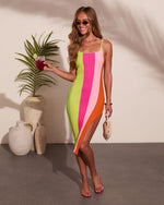 Maliah Ribbed Knit Color Block Midi Dress