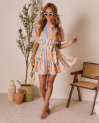 Sage Multi % Shailene Puff Sleeve Tiered Mini Dress-1