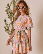 Sage Multi % Shailene Puff Sleeve Tiered Mini Dress-3