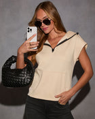 Natural % Serena Half Zip Hooded Sweatshirt-1