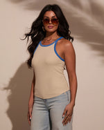 Taupe/Blue % Lelah Ribbed Contrast Top-3