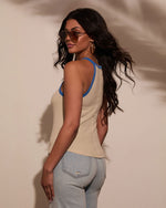 Taupe/Blue % Lelah Ribbed Contrast Top-4