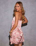 Blush Floral % Evangeline Strapless Satin Mini Dress-4