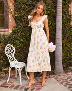 Melinah Flutter Sleeve Floral Maxi Dress